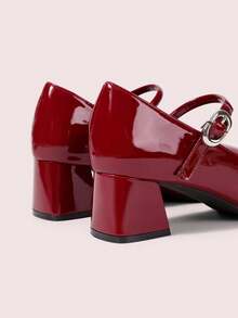 CUCCOO DOLLMOD Women's Round Toe Burgundy Mary Jane Shoes, Sweet & Cute, Versatile & Comfortable, School Style - Burgundy - View 9