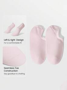 GLOWMODE 3 Pairs Invisible No-Show Socks Walk A Mile Soft Grip Daily Studio Workout Gym - White+Pink+Black - View 4