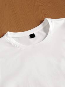 TOKVUE 男士夏季字母印花圆领短袖休闲 T 恤男士夏季服装男士街头潮流街头潮流 T 恤男士落肩 T 恤、街头潮流、男友礼物、返校、图案 T 恤、返校 - 白色 - 查看 4