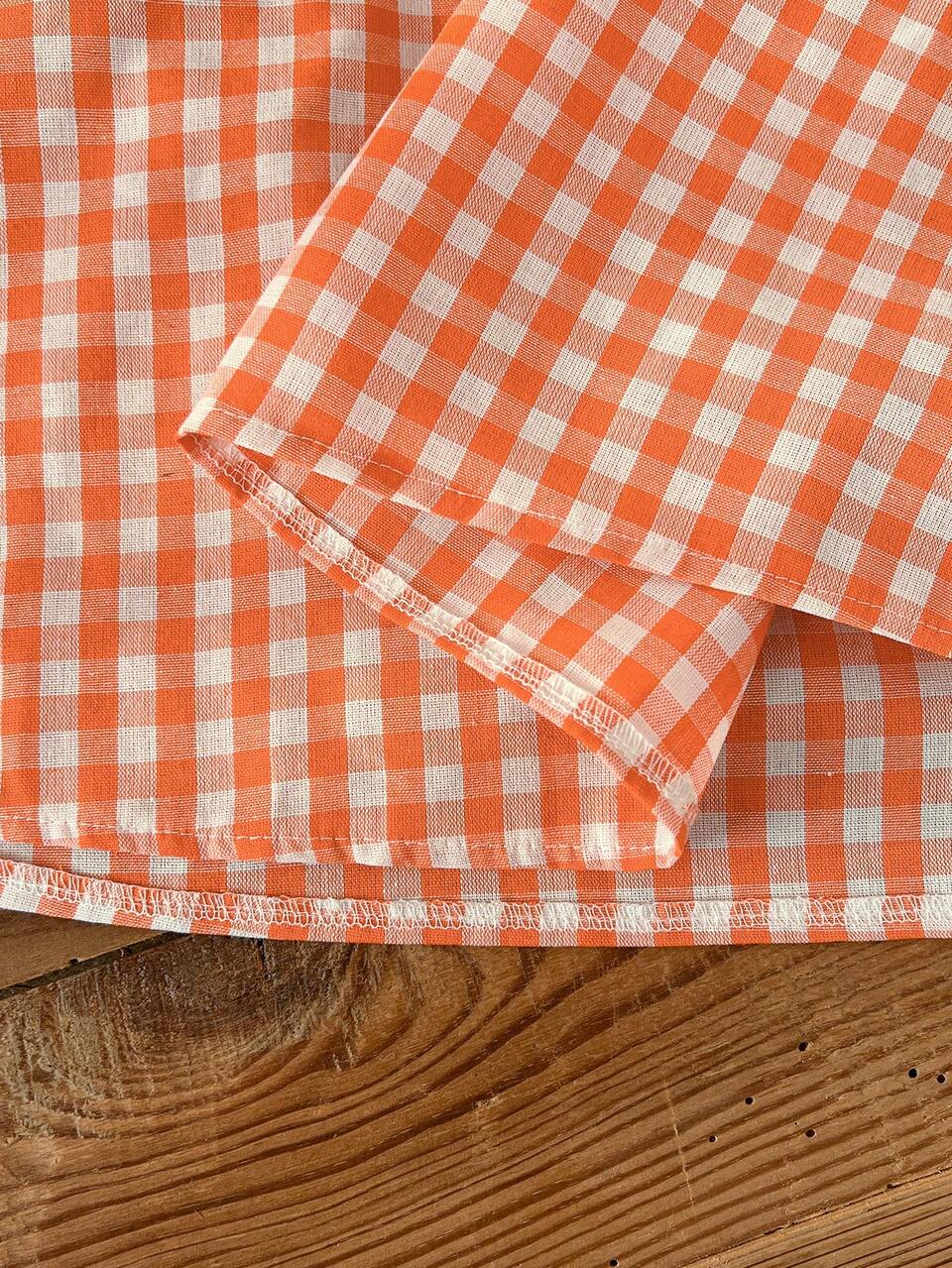 Plus Size Women's Summer Casual Soft Form Cute Pastoral Vacation Style Printed Frill Trim Mock Neck Ruffle Armhole Top Brunch Formal Date Night Orange