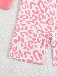 SHEIN 女童鲨鱼图案长袖连体泳衣,可爱又防晒,夏季款 - 彩色 - 查看 4