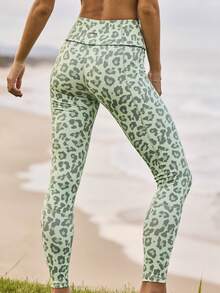 Aralina Women's High Waist Leopard Print Casual Fitness Workout Leggings - Green - View 2