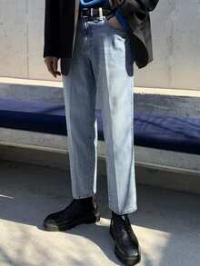 DAZY Men's Distressed Washed Blue Slim Fit Lightweight Denim Jeans, Spring/Summer - Blue - View 2