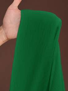 Veslaya 2025新款春夏沙滩/户外休闲/音乐节/复古西式度假/休闲度假/旅游/城市度假宽松白色竹纤维露肩荷叶边半袖短款上衣，配有松紧腰带抽绳和口袋，搭配阔腿裤两件套 - 綠色 - 查看 9