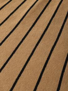 SHEIN Franclia Women Striped Halter Neck Sleeveless Fashionable Knitted Sweater Dress - Brown - View 5