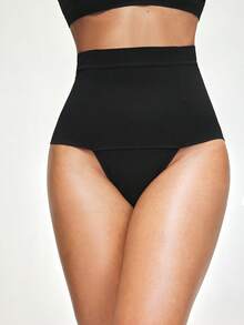 SHAPORA 女士无缝高腰塑形收腹内裤，提臀瘦腰塑身衣 - 黑色 - 查看 3