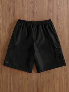 TOKVUE Men's Ins Fashion Street Drawstring Work Shorts, Men's Street Shorts, Cool And Fashionable, Suitable For Daily Wear, Going Out, Meeting Friends, Going To School, Party. Can Be Used As A Gift For Boyfriends, Sons - Black - View 2