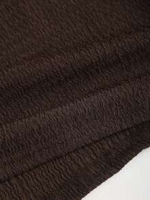 Olithes 女士极简立领系带修身金属扣装饰棕色无袖连衣裙 - 棕色 - 查看 6