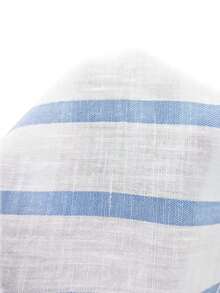 TOKVUE 时尚休闲百搭亚麻质感蓝白条纹阔腿裤，春夏秋季男士款，男女皆宜，适合度假、日常穿着，可作为送给男友/老公的礼物、周年纪念礼物、复古风格，也是返校季的必备单品。 - 藍白色 - 查看 7