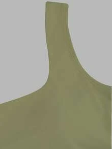 FavEase 休闲纯色修身背心，夏季 - 綠色 - 查看 4