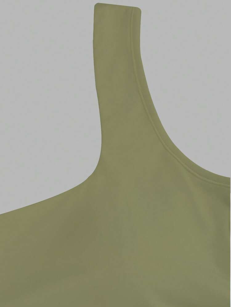 FavEase 休闲纯色修身背心，夏季 - 綠色 - 查看 4
