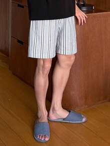 DAZY 男士條紋彈性腰短褲，夏季居家休閒睡褲 - 彩色 - 查看 5