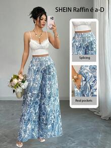 Breezaya Women's Printed Skorts, Fashionable & Elegant Women S Summer Pants Women Summer Outfits Women S Beach Outfits - Blue - View 6