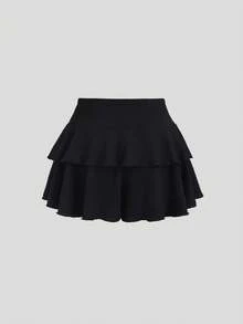 SHEIN Sweetro Váy ngắn vải họa tiết kim loại thời trang tối giản gợi cảm đa năng cho nữ đi làm, xuân/thu - màu đen - Xem 2