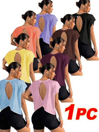 Dewbera Loose Women Yoga Outerwear Running Fitness Sports T-Shirt Tank Top