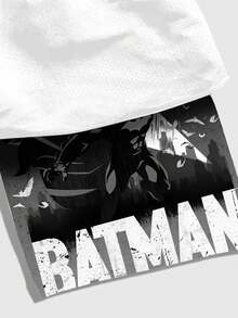 ROMWE MEN Batman X ROMWE Quần short nam thường ngày, thời trang, phong cách đường phố, họa tiết nhân vật anh hùng anime và chữ cái, phối màu tương phản, có dây rút ở eo. - Nhiều màu - Xem 4