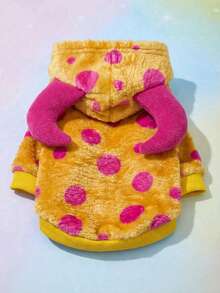 PETSIN 1pc Monster Hooded Sweatshirt With Yellow Polka Dots And Plush Pet Design (For Cosplay) - Multicolor - View 5