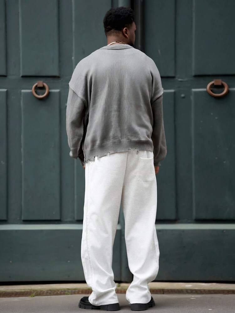 Heavens Edit 男士休闲宽松直筒裤，秋季 - 灰色 - 查看 2