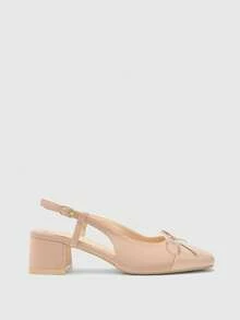 CUCCOO BIZCHIC Sapatos pretos clássicos femininos com tira no calcanhar, ideais para o Natal. - Pó nu - Ver 2