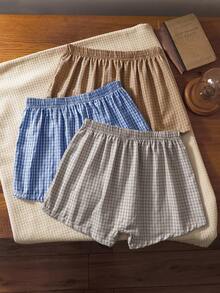 3pcs/Set Men's Plaid Pattern Pants - Multicolor - View 2