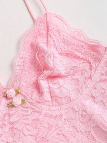 Sweetra Thanh lịch, lãng mạn, nữ tính, dễ thương, cổ điển, gợi cảm, thích hợp cho kỳ nghỉ, hẹn hò, tiệc tùng, mua sắm, ở nhà. Đầm hai dây cổ chữ V thắt eo hở lưng bằng ren hoa, màu hồng, thích hợp cho mùa xuân/hè/thu. - Hồng - Xem 6