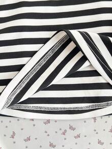 Elamini Women's Elegant Off-Shoulder Striped T-Shirt, Versatile For Daily Wear And Commuting, Fashionable Black And White, Spring/Summer - Multicolor - View 6