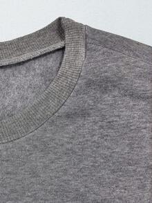 Franclia Áo nỉ dáng rộng, phối sọc, cỡ lớn, thích hợp mặc mùa xuân/thu. - Màu xám đen - Xem 3