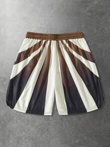 ROMWE MEN Street Life Men's Spring/Summer Mesh Letter Print Drawstring Waist Casual Shorts - Multicolor - View 2