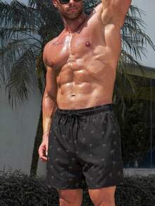 CoralVoy 男士棕榈树印花抽绳腰带沙滩短裤 男士沙滩装 - 彩色 - 查看 3