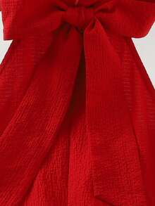 SHEIN Vestido sin mangas de línea A con lazo con diamantes de imitación y brillos para niña preadolescente - Rojo - Ver 4