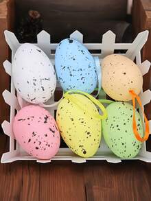 Easter Egg Hanging Decorations Set Of 24 - Colorful Plastic Eggs For DIY, Party, Tree & Spring Festival Decorating - Multicolor - View 5
