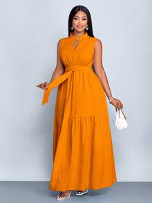 SOLERSUN Đầm nữ thời trang giản dị thanh lịch, đi làm, đi chơi, quần áo mùa hè mới cho nữ - trái cam - Xem 5