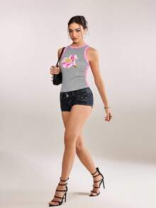 plantica Casual Sexy Urban Chic Floral & Striped Lace Patchwork Camisole Top, Suitable For Outings, Travel, Dates, Parties, Holidays, Valentine's Day, Spring/Summer,Going Out,Sexy, Elegant,, Wedding Guest, Music Festival, Musician, Night Club - Multicolor - View 3