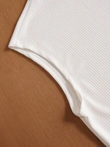 TOKVUE Men's Solid Color Round Neck Short Sleeve Casual Top, Everyday Wear - White - View 4