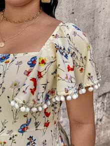 Breezaya Robe bohème à col volant avec imprimé floral épars, pour femme, adaptée aux pique-niques printaniers, sorties de Pâques, vacances d'été à la plage, rendez-vous de la Saint-Valentin - Multicolore - Voir 8