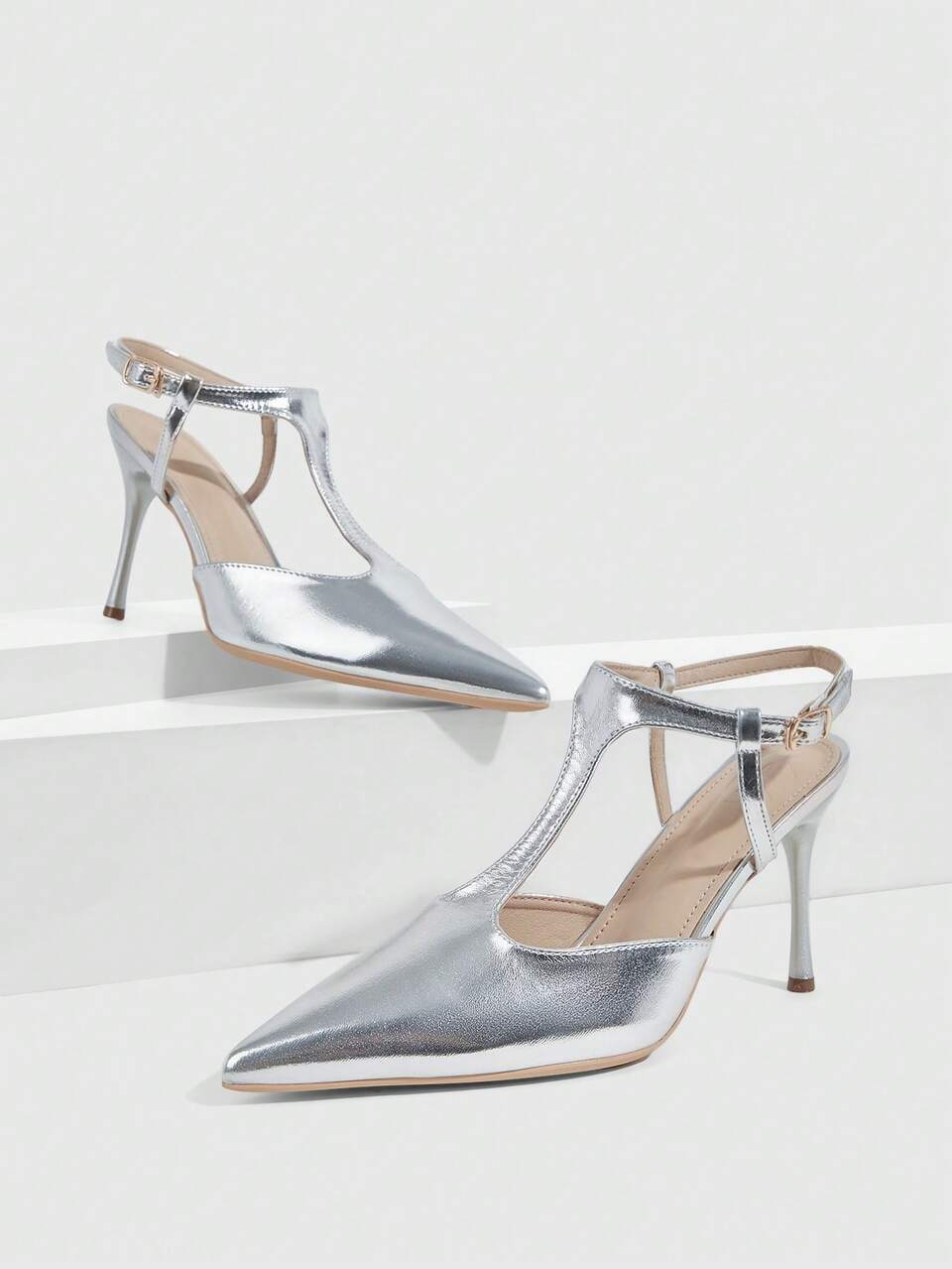 CUCCOO SZL Women's Pointed Toe Silver Buckle Design Elegant High Heel Pumps Spring Shoes