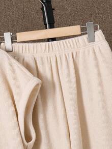 SHEIN Teen Boy Korean Style Loose Beige Vest And Long Pants Set,Summer Casual Apricot Color Matching Outfit For Commuting,School,Daily Wear,Sports,Vacation - Khaki - View 5
