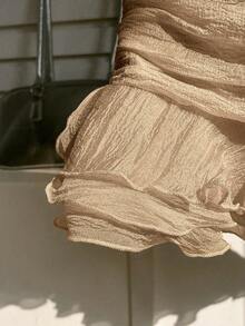 Elamini 2026夏季浪漫荷叶边迷你裙，性感甜美风时尚超短裙，香槟色度假风，适合情人节、新年等场合 - 香檳色 - 查看 3