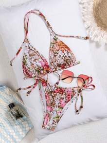 Swim SXY 夏季性感吊带泳衣印花沙滩套装比基尼 - 彩色 - 查看 3