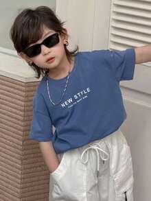 Dazy Kids Young Boys' Casual Printed Round Neck Short Sleeve T-Shirt - Blue - View 4