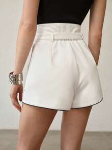 MOTF PREMIUM SHORTS DE MUJER CON RIBETE CONTRASTANTE, PRIMAVERA/VERANO - Blanco - Ver 3