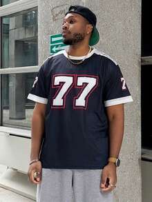 Heavens Edit 男士休闲圆领短袖 T 恤，带 3D 数字印花，黑色和橙色 #77，时尚街头服饰 - 黑色 - 查看 5