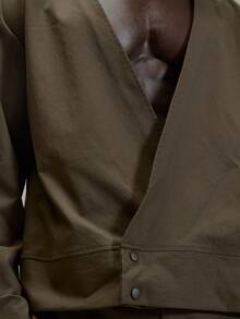 Musero Áo blazer dáng rộng, cổ chữ V sâu, tay dài, cài hai nút, kiểu dáng thanh lịch, thích hợp cho mùa xuân hè. - Màu Khaki - Xem 6