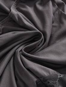 ROMWE Avant 复古撞色蕾丝宽松露背吊带背心（女款） - 黑色 - 查看 4