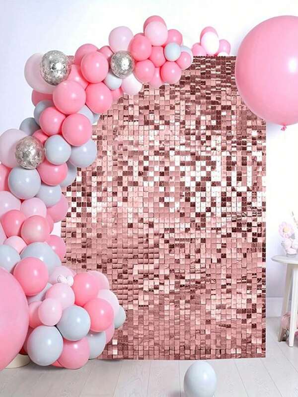 1/2PCS Laser Rose Gold Small Square Plastic Rain Curtain Backdrop Cloth Suitable For Birthday Wedding Christmas Halloween New Year Parties Home Interior Decoration Festival Celebrations Party Supplies Gift Idea Decoration