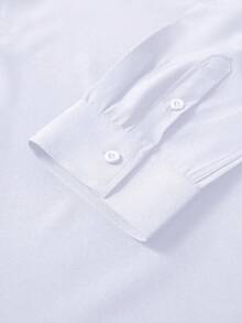 Calvornis Men Plus Size White And Black Autumn Smart Casual Office Long Sleeve Shirt,Old Money Classic Button Down Fitted Dress Shirt,Formal Business Ceremony - White - View 5