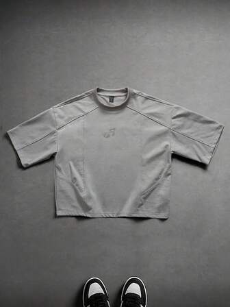 Herren Lässig Einfarbiges Patchwork T-Shirt, Sommer