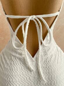 Soleia 女士复古渐变印花网纱金属装饰层叠荷叶边深V领连体裤，性感显瘦时尚，适合派对、约会、情人节、狂欢节、复活节、西部牛仔风、邮轮旅行、假日、海滩、音乐节、波西米亚风度假等场合，四季皆宜。 - 白色 - 查看 7