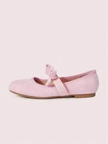 CUCCOO DOLLMOD Women's Pink Suede Bow Mary Jane Shoes, Sweet And Gentle Elegant, Versatile For Commuting And Daily Wear Valentine's Day - Pink - View 7