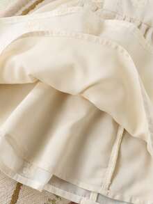 SHEIN 女童蝴蝶结露背无袖连衣裙，儿童3D提花公主裙，夏季时尚宝宝派对礼服 - 杏色 - 查看 6